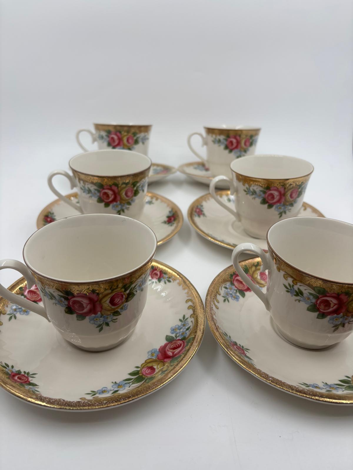 Vintage Kaffeeservice Set von 6 von Winterling mit Rosen und Golddekor