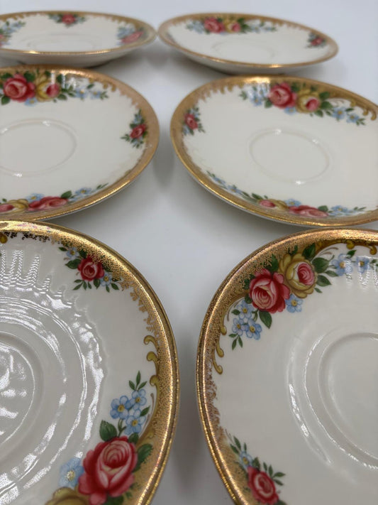 Vintage Kaffeeservice Set von 6 von Winterling mit Rosen und Golddekor