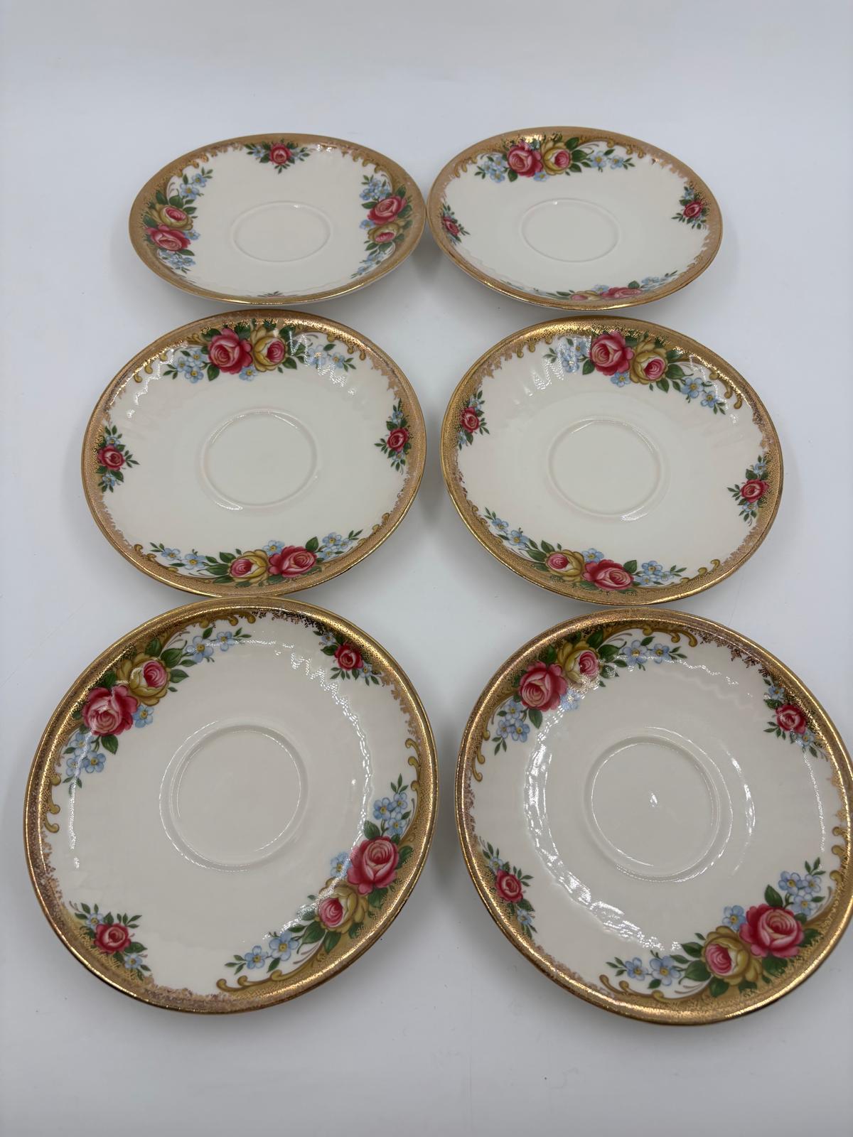 Vintage Kaffeeservice Set von 6 von Winterling mit Rosen und Golddekor