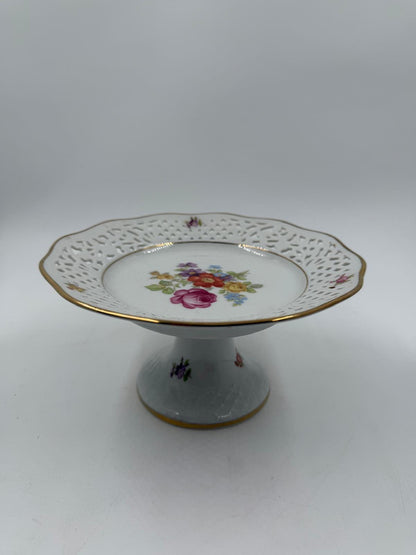 Vintage Etagere Schumann Porzellan mit Goldrand und Blumen von Schumann