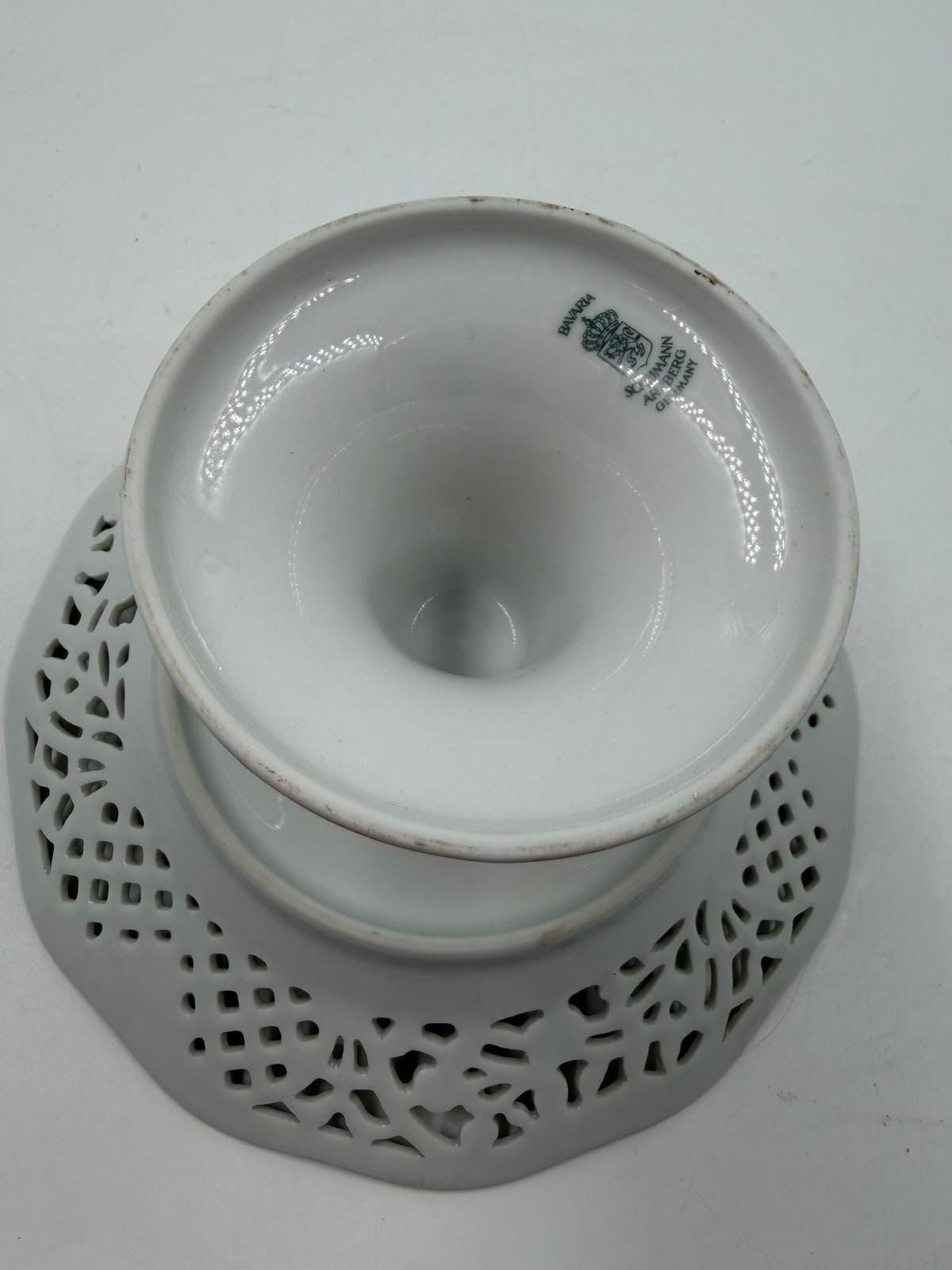 Vintage Etagere Schumann Porzellan mit Goldrand und Blumen von Schumann