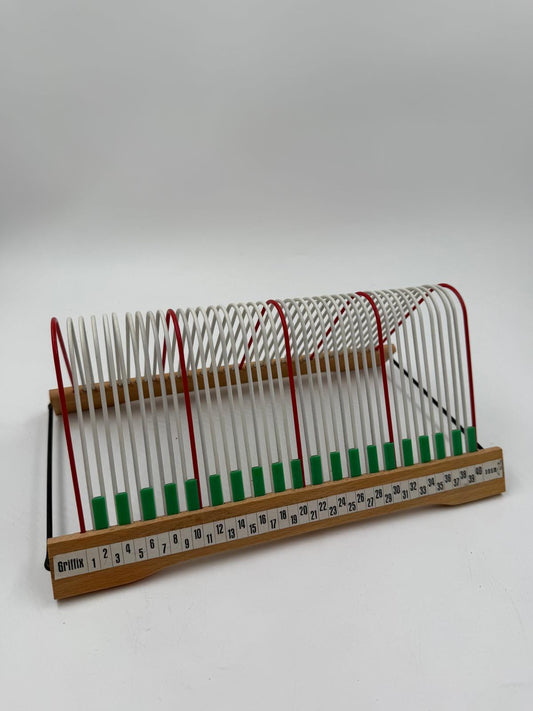 Vintage Schallplattenständer Griffix von DesOriginal aus Holz und Draht nummeriert 1–40 Retro