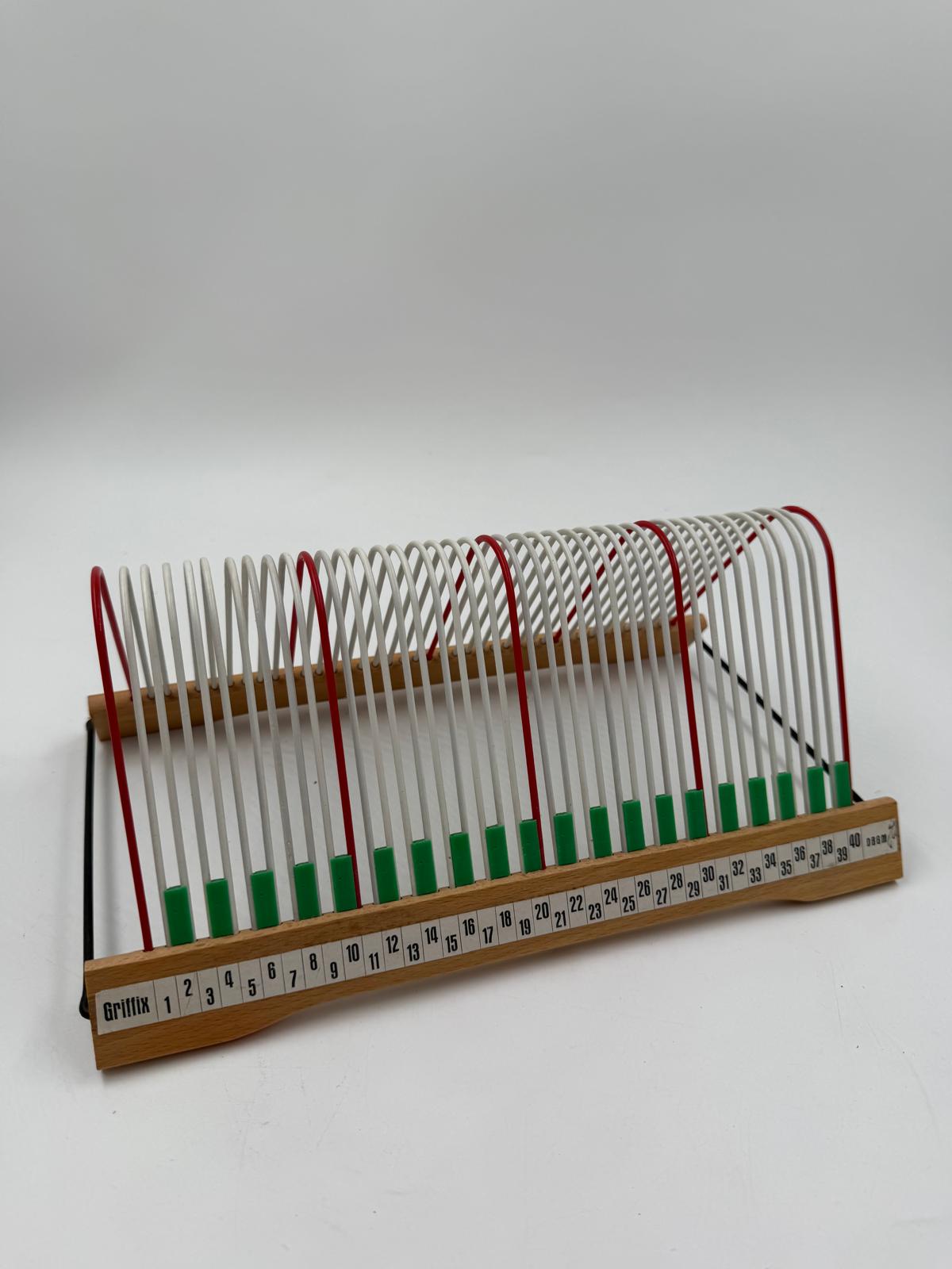 Vintage Schallplattenständer Griffix von DesOriginal aus Holz und Draht nummeriert 1–40 Retro