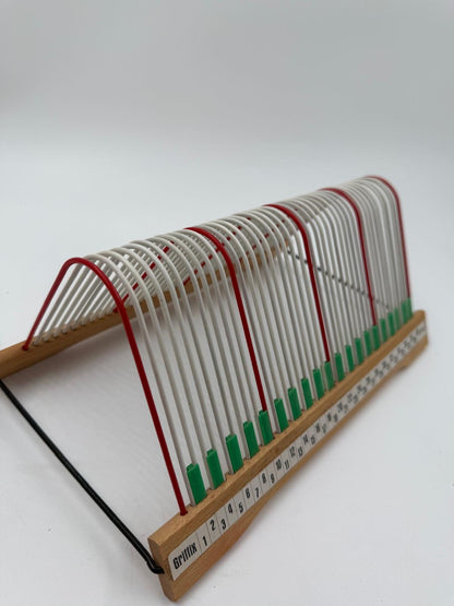 Vintage Schallplattenständer Griffix von DesOriginal aus Holz und Draht nummeriert 1–40 Retro