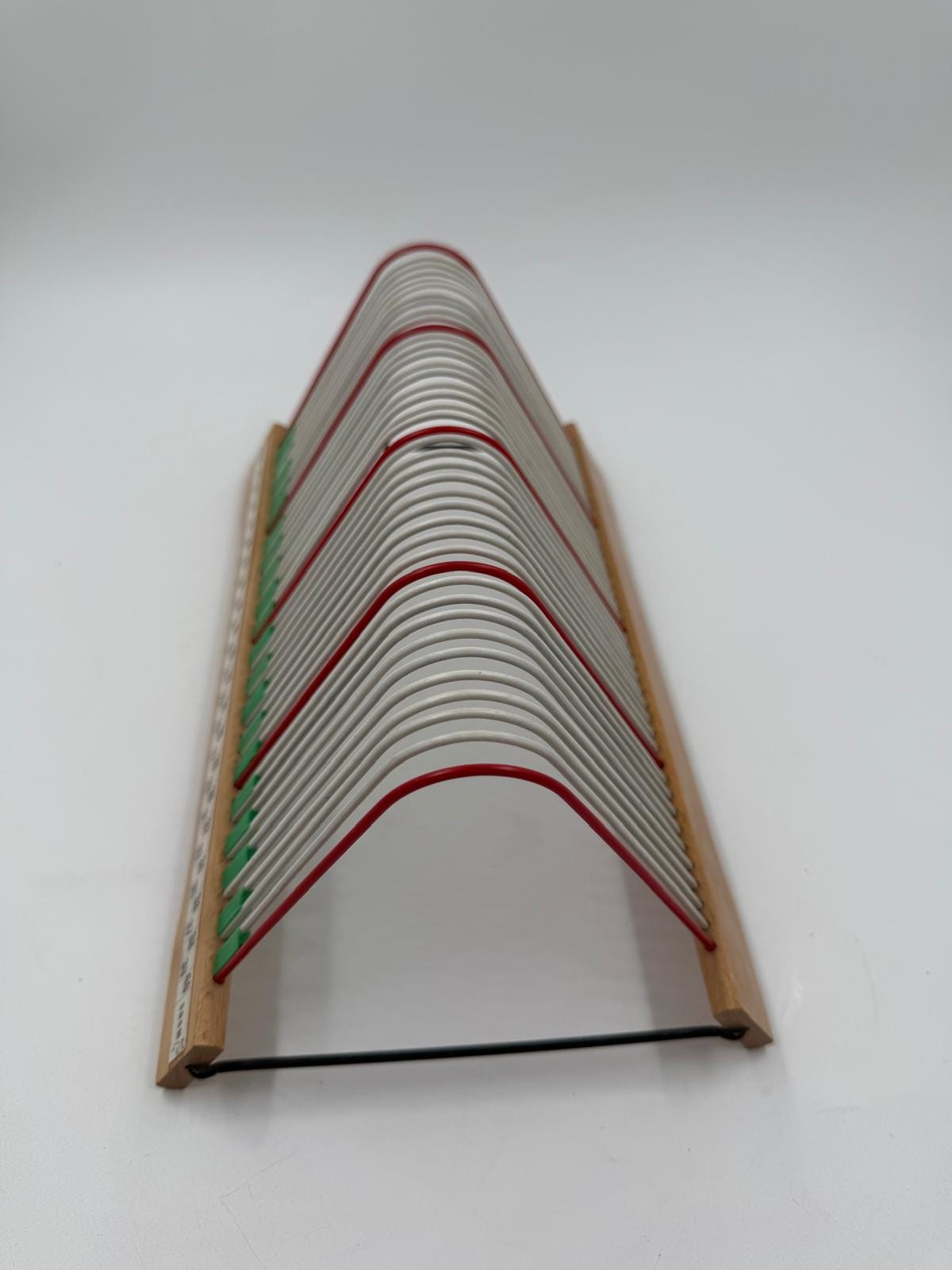 Vintage Schallplattenständer Griffix von DesOriginal aus Holz und Draht nummeriert 1–40 Retro