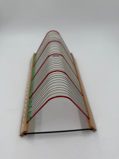 Vintage Schallplattenständer Griffix von DesOriginal aus Holz und Draht nummeriert 1–40 Retro