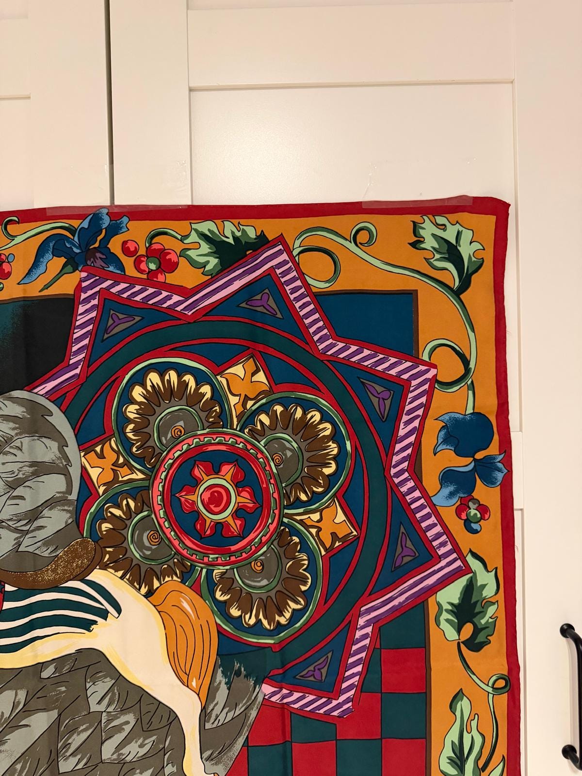 Vintage Seidentuch NOA NOA von Otto Kern mit Pferd und Ornament