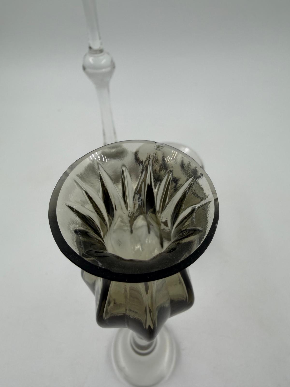 Vintage Kerzenständer Tulipa von Bjørn Wiinblad für Rosenthal Set von 3 Kristall rauchgrau