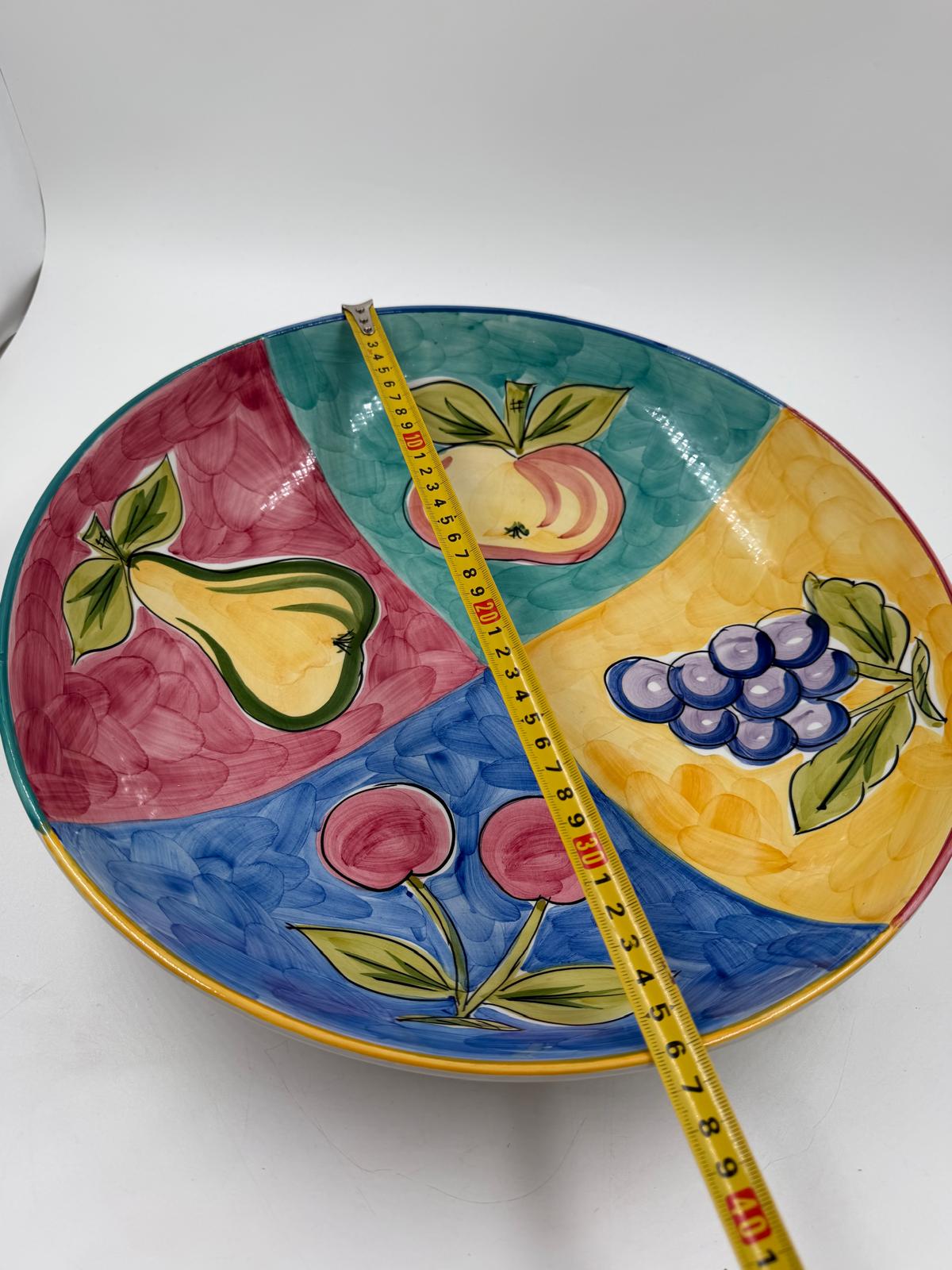 Vintage Schale von Raúl da Bernarda für RB Alcobaça handbemalt Früchte-Motiv