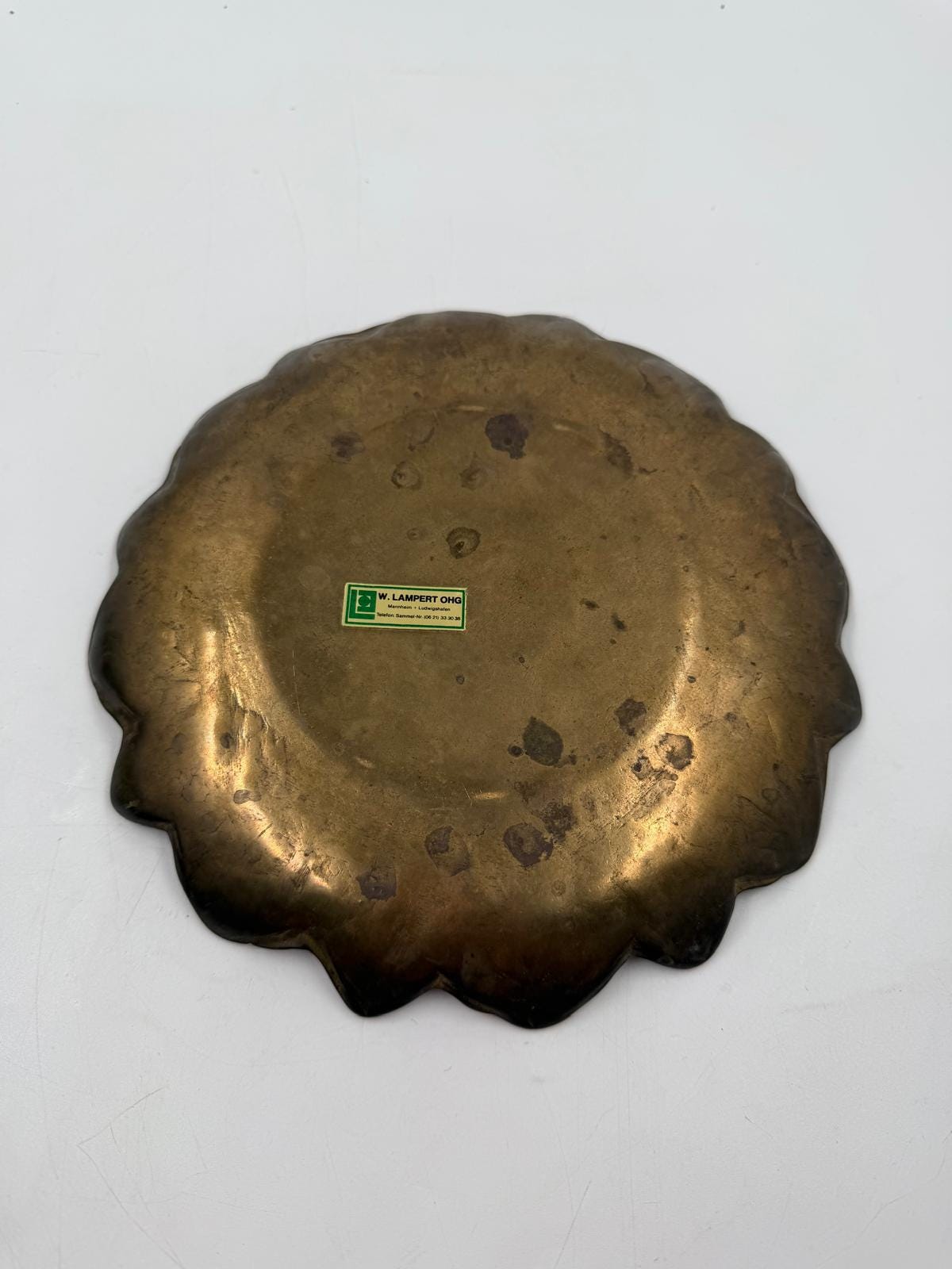 Vintage Schale Blattform Messing mit Patina