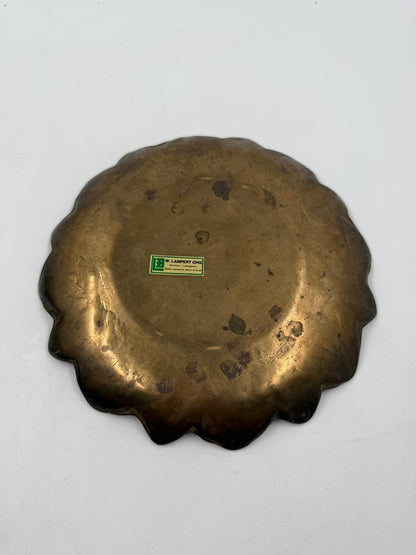 Vintage Schale Blattform Messing mit Patina