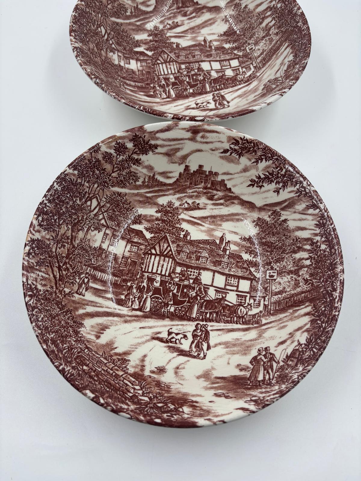 Vintage Schüssel Set von 2 Est. 1847 von Broadhurst Staffordshire braune Transferware