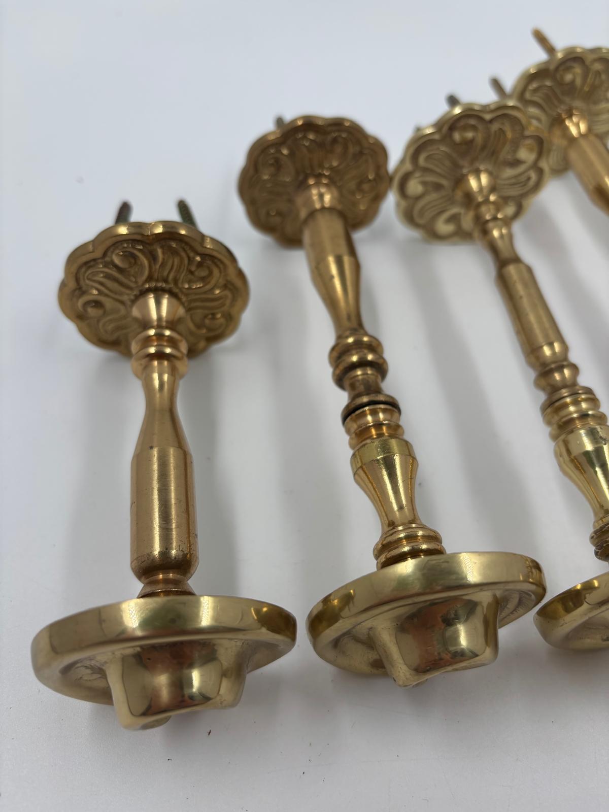 Vintage Raffhalter Set von 5 für Vorhang Gardine goldfarben Metall mit Rosetten und Schrauben