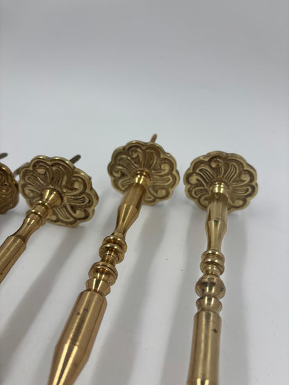 Vintage Raffhalter Set von 5 für Vorhang Gardine goldfarben Metall mit Rosetten und Schrauben