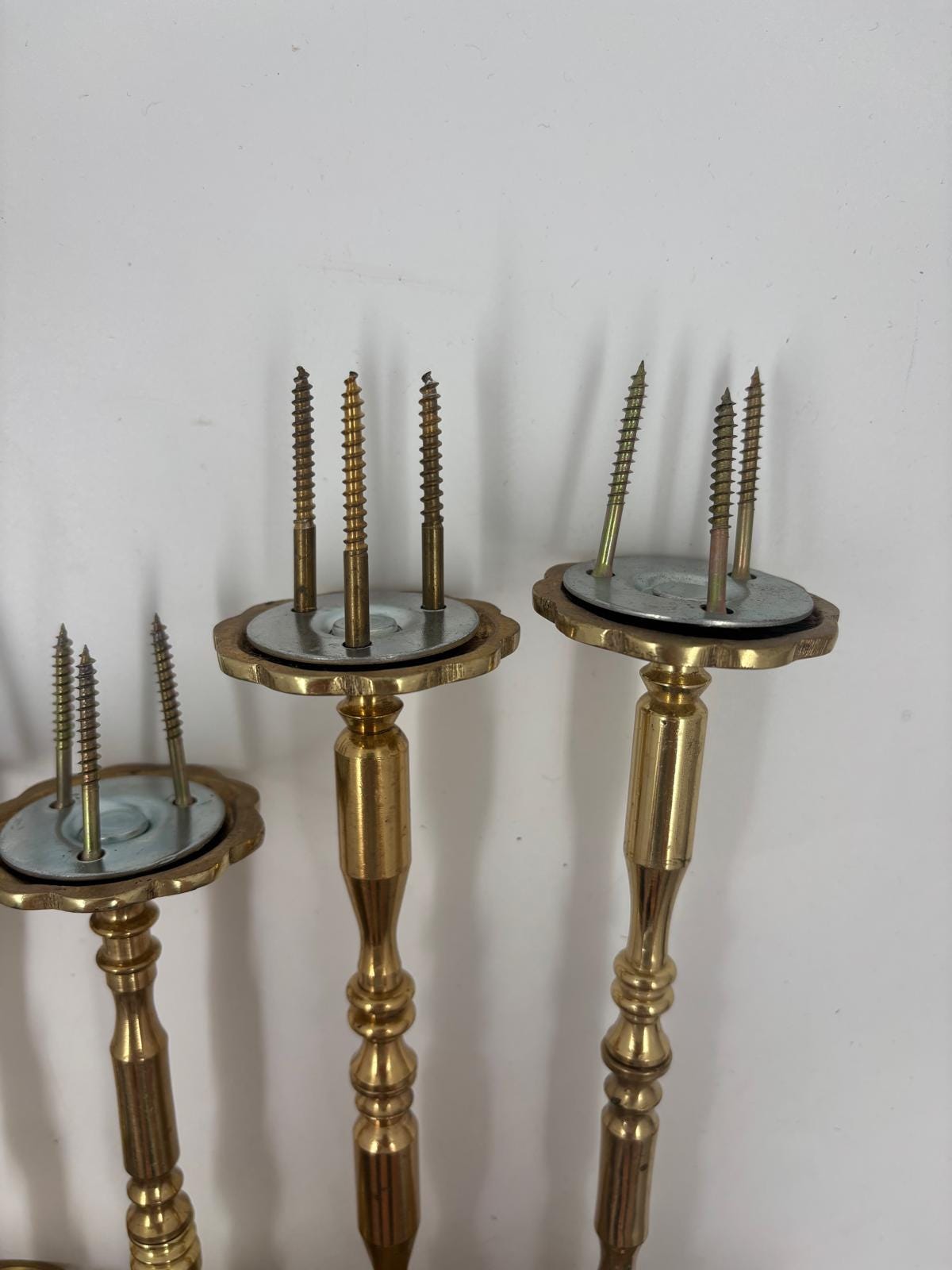Vintage Raffhalter Set von 5 für Vorhang Gardine goldfarben Metall mit Rosetten und Schrauben
