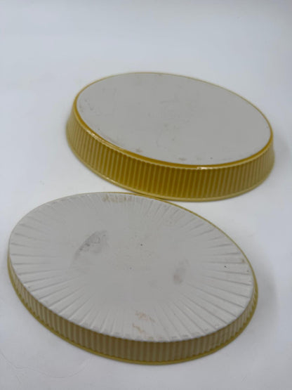 Vintage Auflaufform Set von 2 von Villeroy und Boch feuerfest oval gelb geriffelt