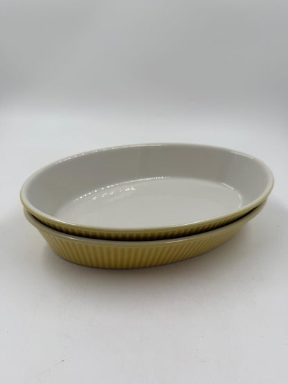Vintage Auflaufform Set von 2 von Villeroy und Boch feuerfest oval gelb geriffelt