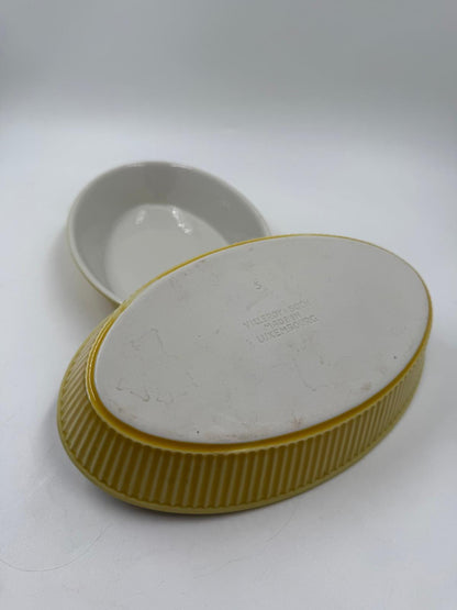 Vintage Auflaufform Set von 2 von Villeroy und Boch feuerfest oval gelb geriffelt