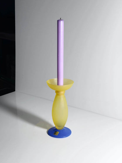 Vintage Kerzenhalter Flirt von Flirt Gelb Blau Glas