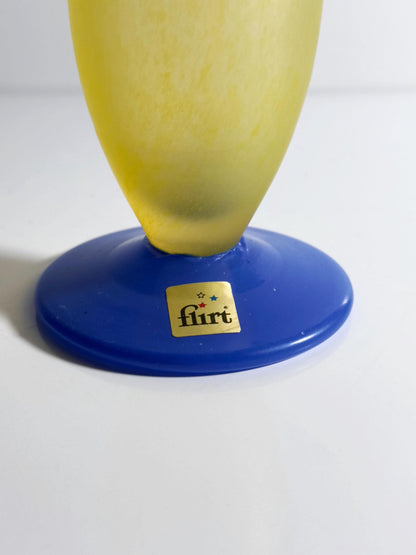 Vintage Kerzenhalter Flirt von Flirt Gelb Blau Glas