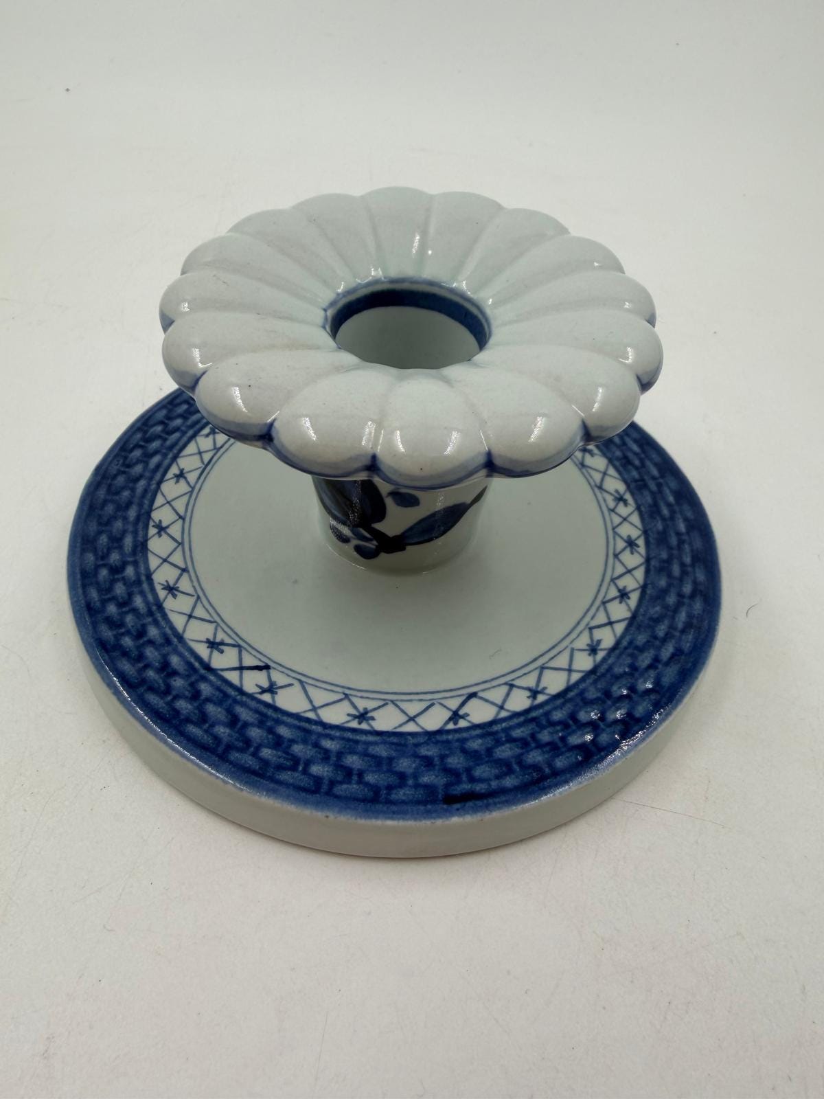 Vintage Kerzenhalter von Royal Copenhagen blau weiß