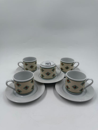 Vintage Mokkatasse Set von Eschenbach Käfer 5 Tassen mit Untertassen Sammlerstück