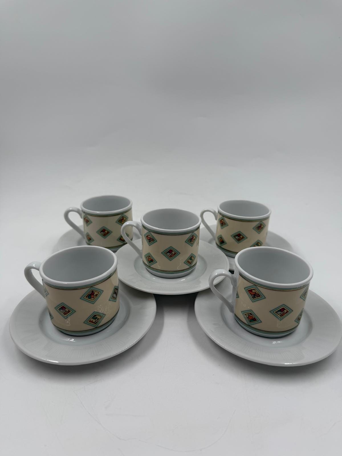 Vintage Mokkatasse Set von Eschenbach Käfer 5 Tassen mit Untertassen Sammlerstück