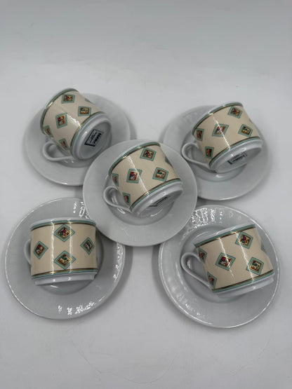 Vintage Mokkatasse Set von Eschenbach Käfer 5 Tassen mit Untertassen Sammlerstück