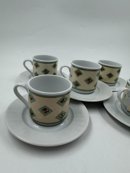 Vintage Mokkatasse Set von Eschenbach Käfer 5 Tassen mit Untertassen Sammlerstück