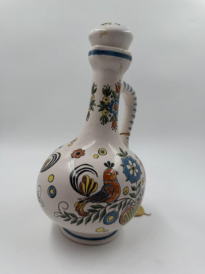 Vintage Vase Ulmer Keramik mit Deckel von Ulmer Keramik Folk Art Motiv