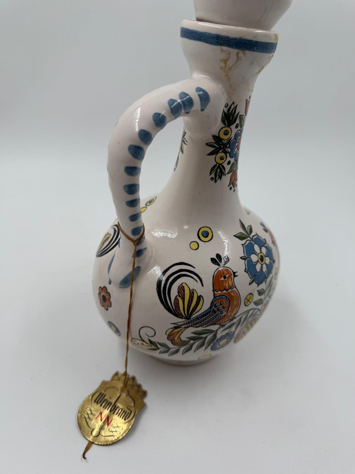 Vintage Vase Ulmer Keramik mit Deckel von Ulmer Keramik Folk Art Motiv