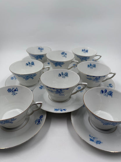 Vintage Geschirr Blaublüte 1382 von Hutschenreuther Arzberg Porzellan Set von 8