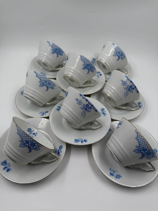 Vintage Geschirr Blaublüte 1382 von Hutschenreuther Arzberg Porzellan Set von 8