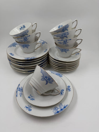 Vintage Geschirr Blaublüte 1382 von Hutschenreuther Arzberg Porzellan Set von 8