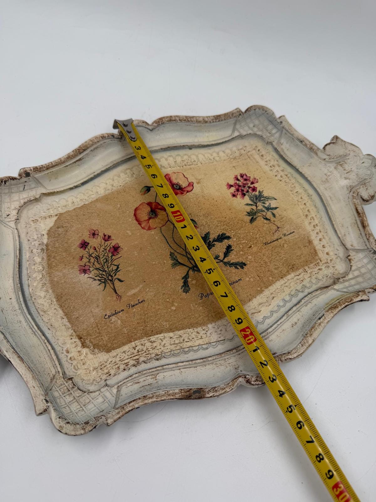 Vintage Tablett Florentiner Stil mit Mohnblumen