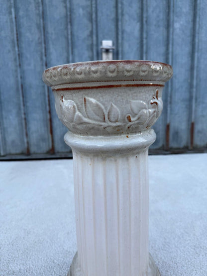 Vintage Blumensäule Keramik Blätterrelief 44 cm hoch