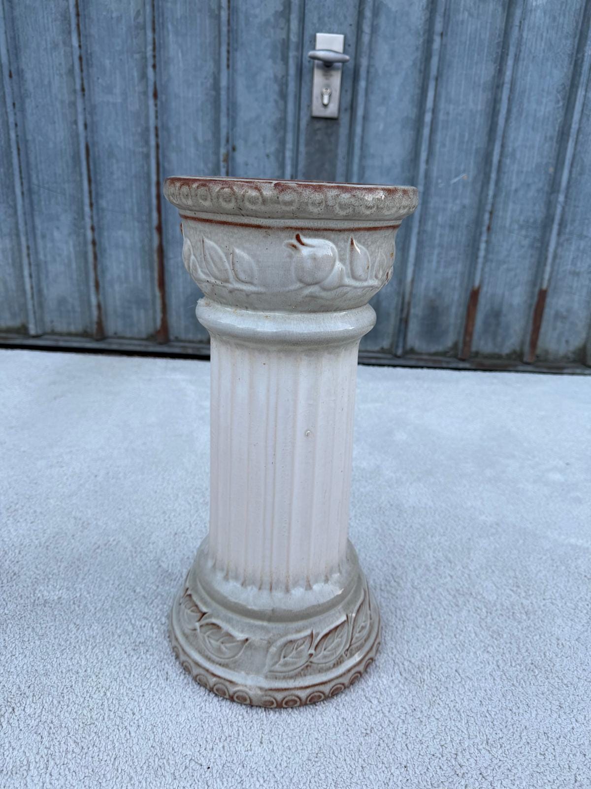 Vintage Blumensäule Keramik Blätterrelief 44 cm hoch