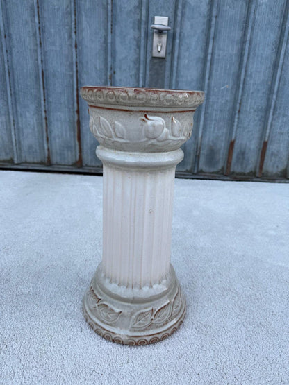 Vintage Blumensäule Keramik Blätterrelief 44 cm hoch