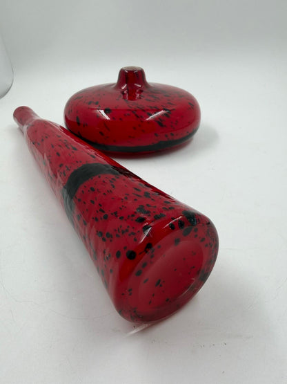 Vintage Vase Set von 2 Murano Glas von Murano Vintage Deko Rot mit schwarzen Akzenten