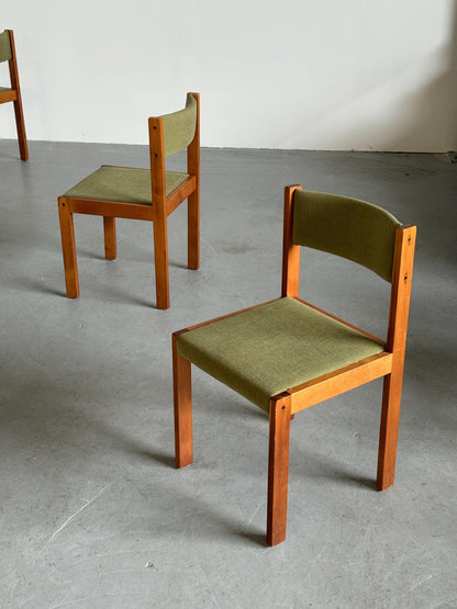 Vintage Esszimmerstuhl aus Massivholz mit grünem Bezug, Deutschland 1960er