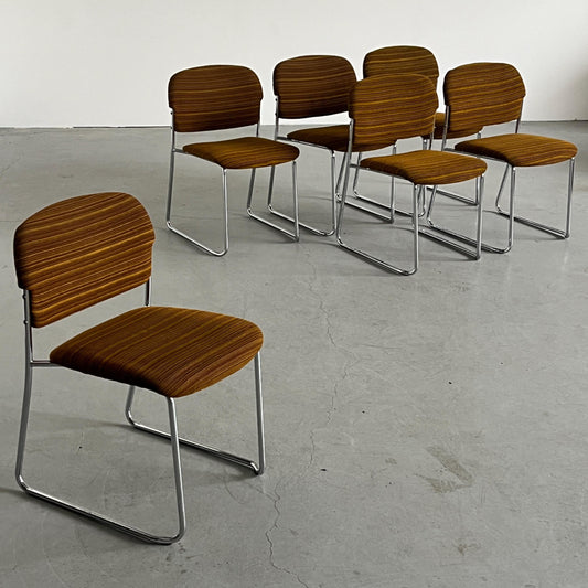 Vintage Esszimmerstuhl Set von 6 von Gerd Lange für Drabert, stapelbar, originales Polster