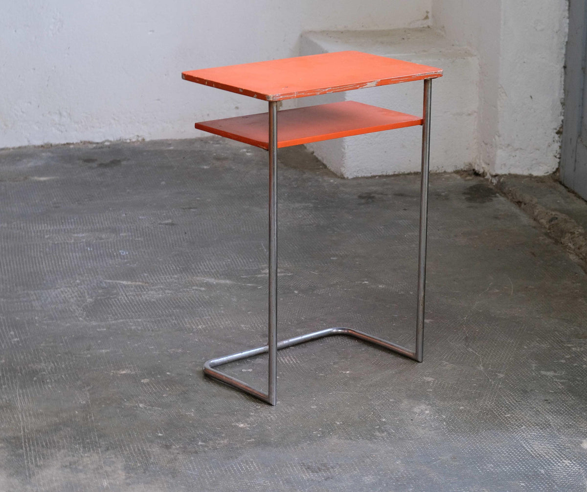 Vintage Beistelltisch von Mora für Bauhaus Orange, Silber