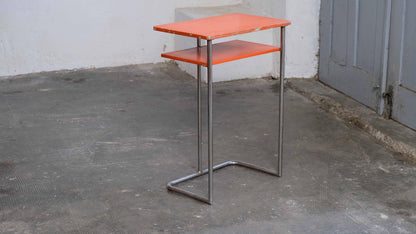 Vintage Beistelltisch von Mora für Bauhaus Orange, Silber