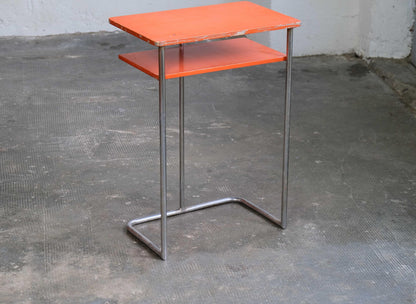Vintage Beistelltisch von Mora für Bauhaus Orange, Silber
