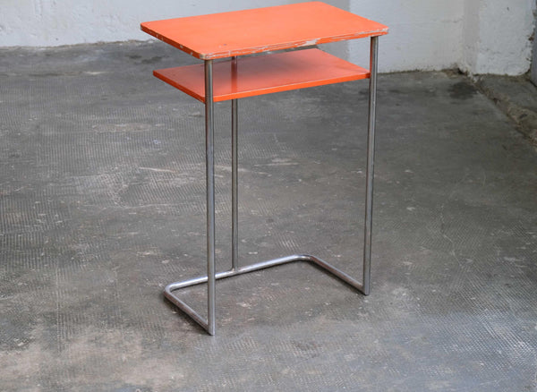 Vintage Beistelltisch von Mora für Bauhaus Orange, Silber
