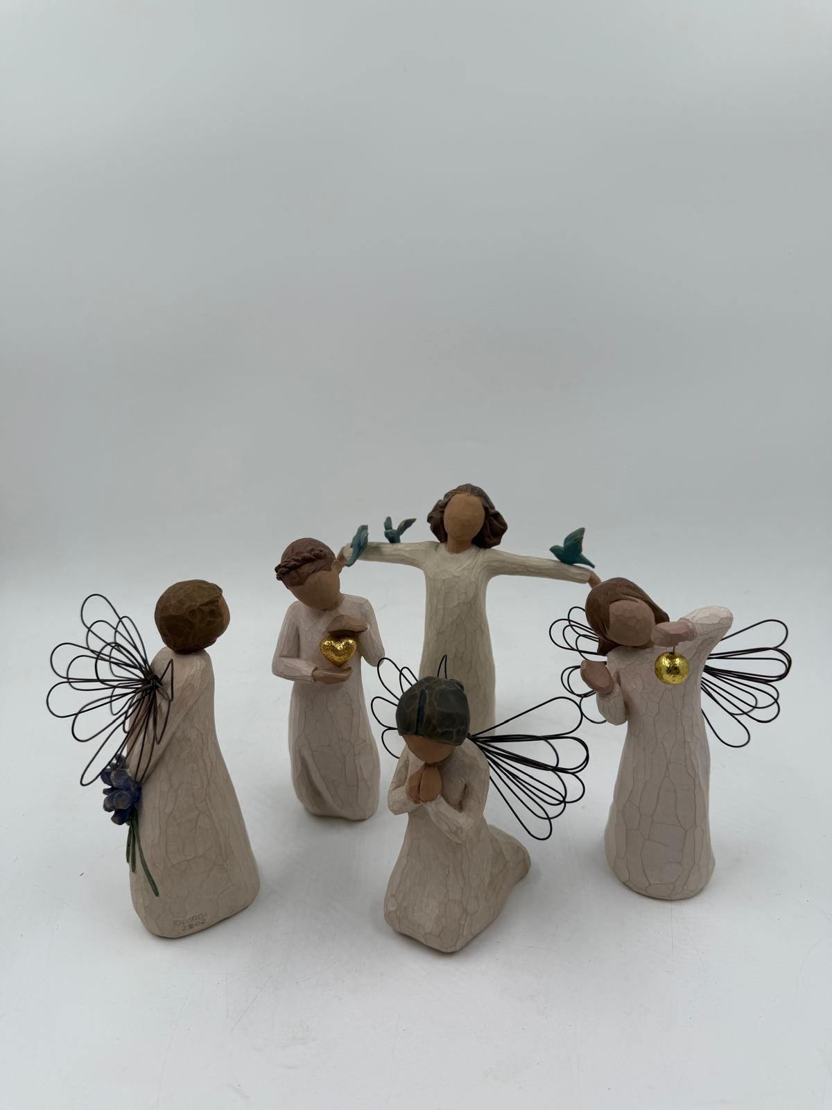 Vintage Figur Willow Tree Engel Set von Susan Lordi für Willow Tree Set von 5 mit Drahtflügeln