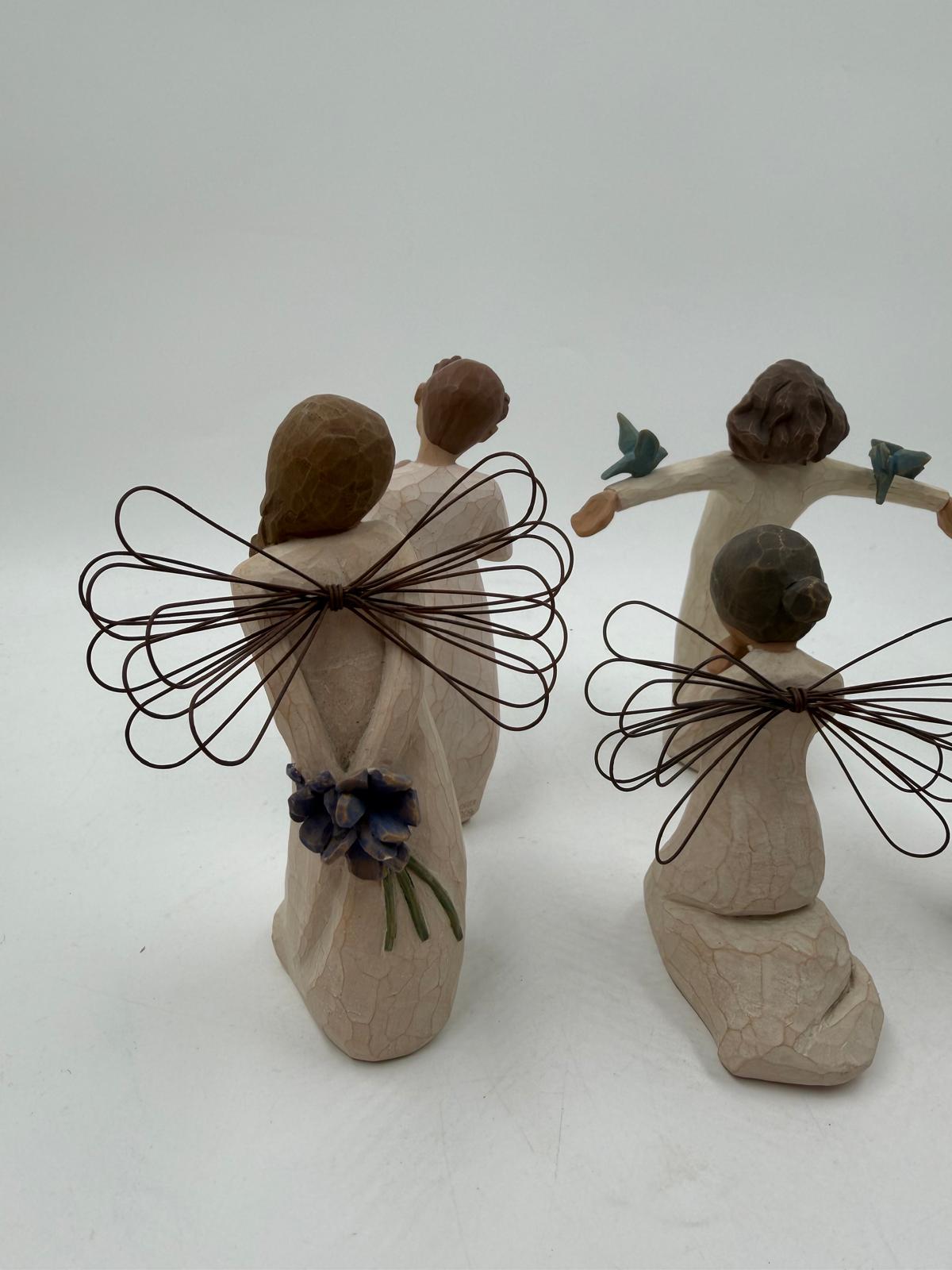 Vintage Figur Willow Tree Engel Set von Susan Lordi für Willow Tree Set von 5 mit Drahtflügeln
