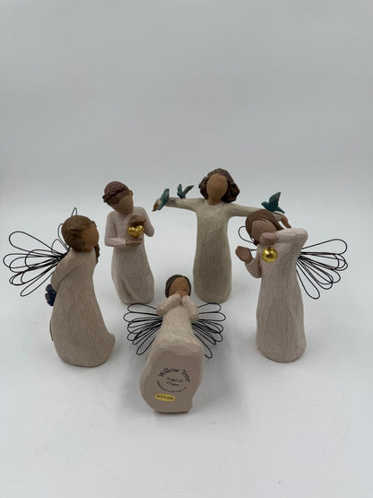 Vintage Figur Willow Tree Engel Set von Susan Lordi für Willow Tree Set von 5 mit Drahtflügeln