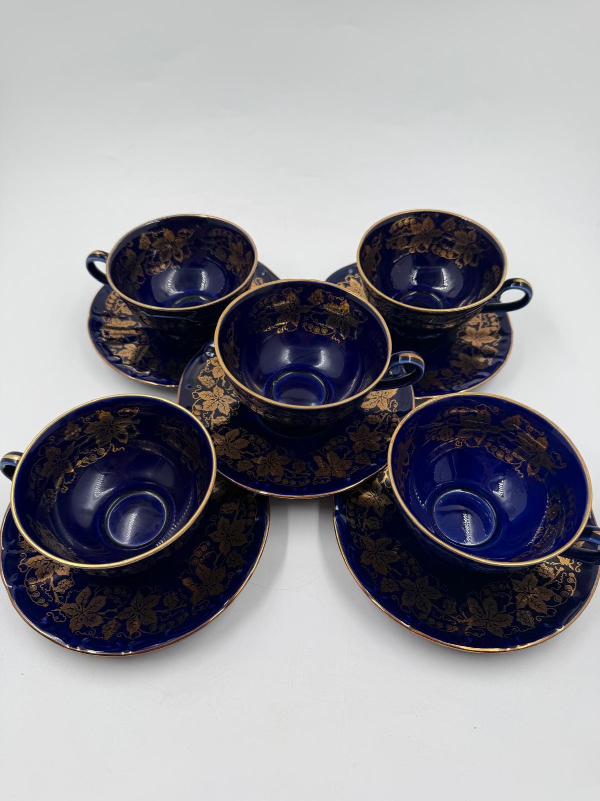 Vintage Porzellan-Service Bareuther Echt Kobalt Set von 5 von Bareuther seltenes Sammlerstück