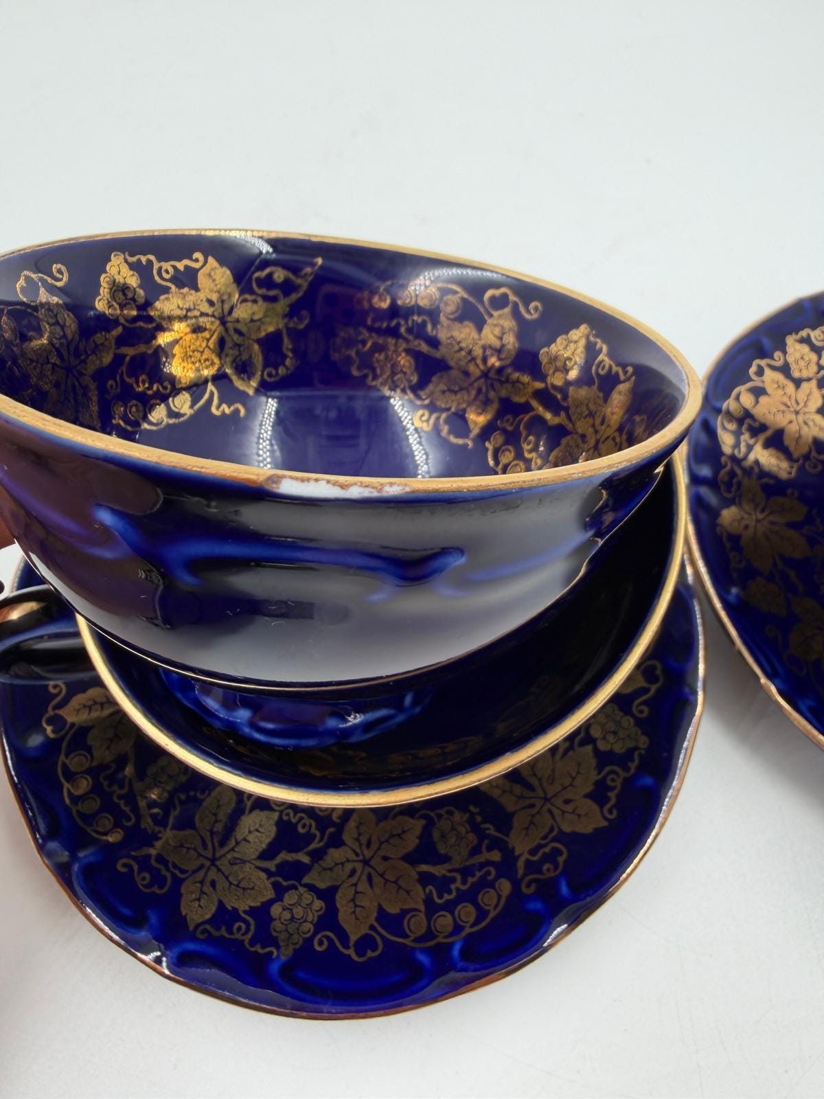 Vintage Porzellan-Service Bareuther Echt Kobalt Set von 5 von Bareuther seltenes Sammlerstück